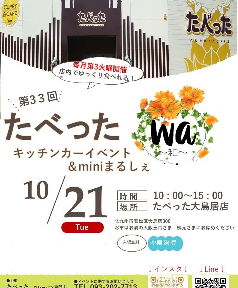 2025年に若松区で「第33回たべった キッチンカーイベント＆miniまるしぇ wa～和～」が開催